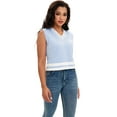 thumbnail image 3 of DARING DIVA Women's Cropped Sweater Vest Summer Tank Tops XL Light Blue White, 3 of 7