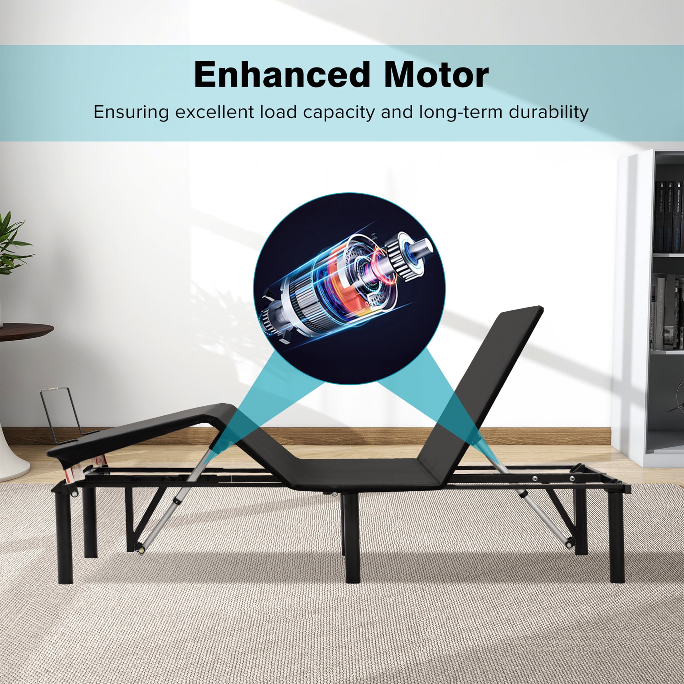 Aukfa Twin XL Adjustable Bed Frame, Electric Bed Base with Head & Foot Incline, Wireless Remote, Quiet Dual OKIN Motor, Black