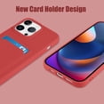 thumbnail image 2 of Silicone Compatible with iPhone 15 Pro Case, Card Holder Camera Protection Cover + Screen Protector, Card Slot Case  for Phone 15 Pro Phone Case -Red, 2 of 12