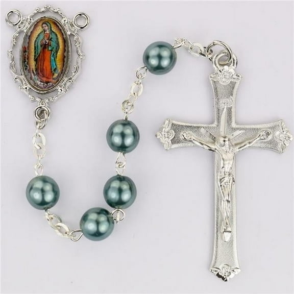 McVan R756F 7 mm Our Lady of Guadalupe Decal Cross Rosary Set - Teal