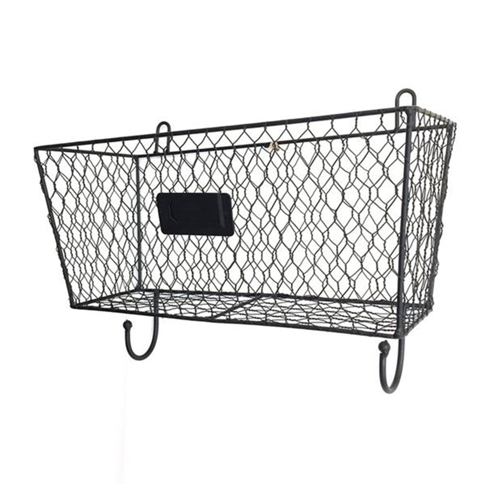 Basicwise QI003493 Hanging Under Shelf Metal Storage Basket, Black