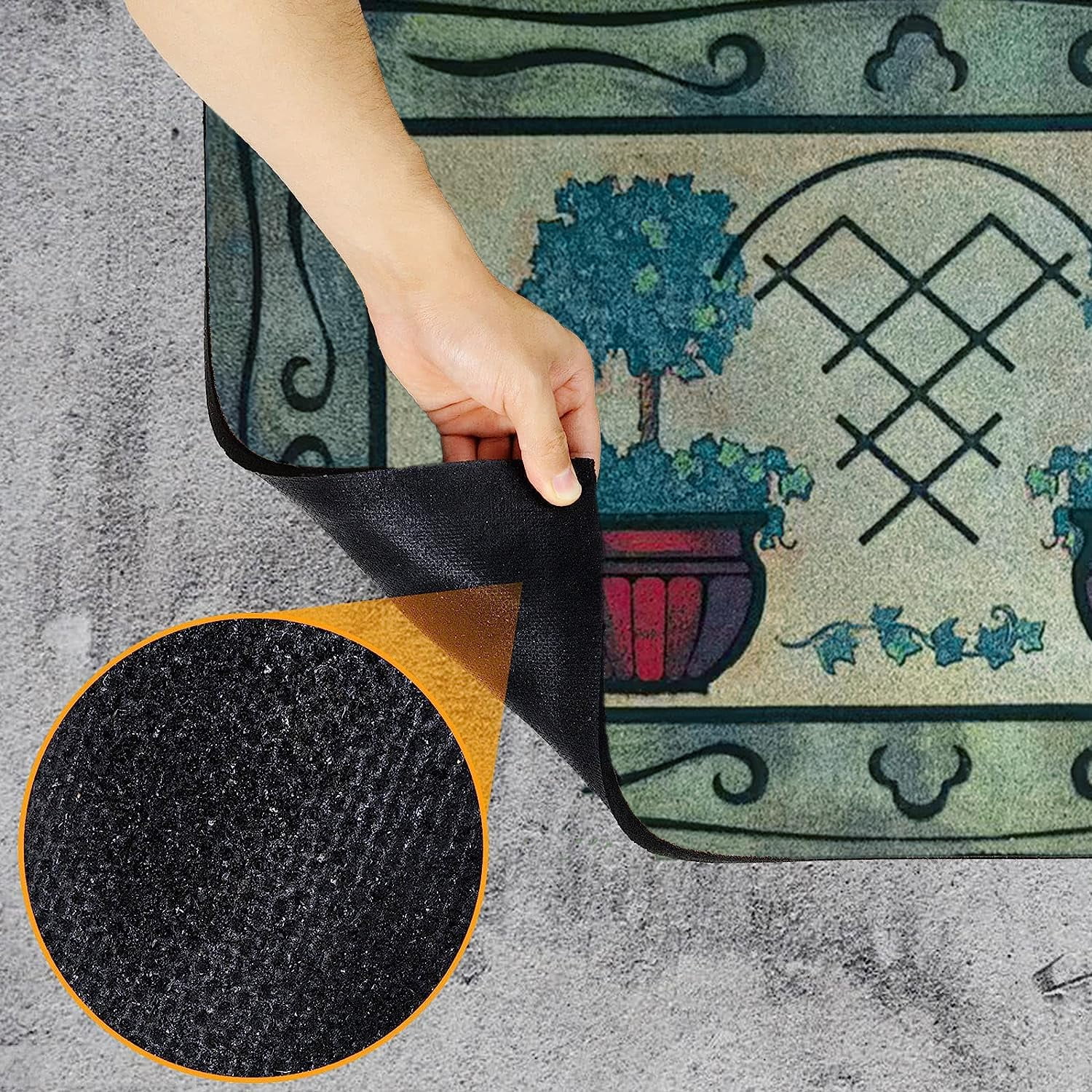 Door Mat, Welcome Mat 18x 30 Inch Front Door Mat Outdoors for Home Entrance Outdoors Mat for Outside Entry Way Doormat Entry Rugs, Heavy Duty Non Slip Rubber Back Low Profile, Pot Plant