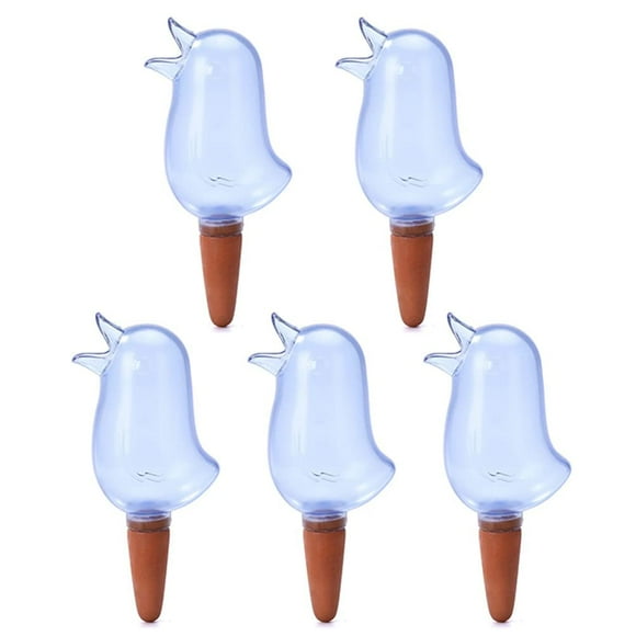 Self-Watering Stakes Planter Drip - 5 Pack Cute Clear Bird Plant Watering Spikes Self Watering Spikes Automatic Plant Waterer Seeper for Lawns and Potted Plants