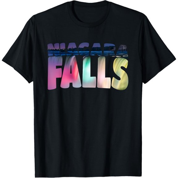 Exquisite and comfortable-Niagara Falls Night T-shirt Canada USA Typography Souvenir T-Shirt