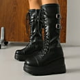 thumbnail image 1 of Cameland Bottines Courtes pour Femmes, Mode et Décontractées, Polyvalentes, Bout Rond, Style Gothique d'Hiver, Talon Incliné, Semelle Épaisse en Toile, 1 of 9