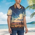 thumbnail image 3 of Honeii Western Desert Cloud Cowboy Print Men’s Hawaiian Shirt,Classic Button-Down Short Sleeve Shirt, for Beach, Vacation, and Outdoor Activities,Large, 3 of 7