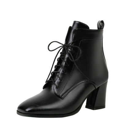 

Dyfzdhu Women Ankle Boots Foreign Trade Autumn And Winter Plus Size Square Toe Comfortable Square Heel Thick Heel