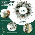 thumbnail image 2 of imerelez 2 Pack 18in Pre-Lit Snow Flocked Christmas Wreath - 60 Warm White LED Lights with 8 Modes, 140 PVC Tips with Red Berries & Pine Cones for Front Door & Wall Decor, 2 of 8