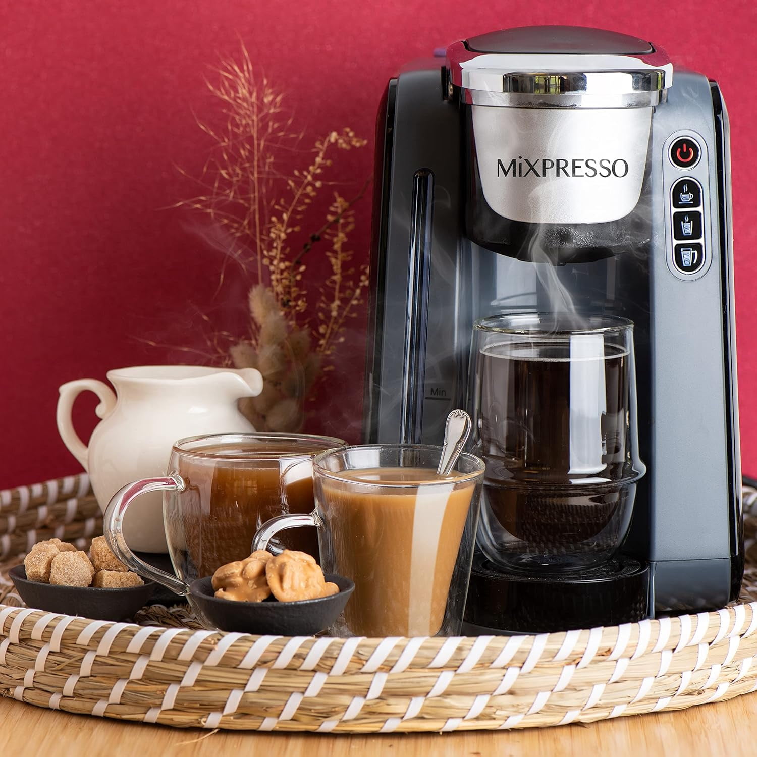 Mixpresso Coffee Maker Single Serve Coffee Brewer, with Auto Shut-Off, Gray