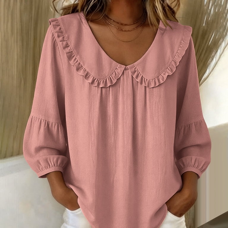 Sheghy 3/4 Sleeve Women's Tops Trendy 2026 Blouses Regular Cotton