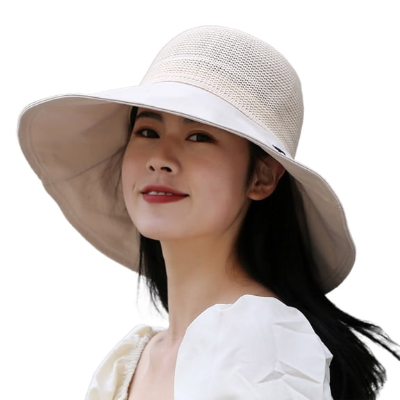 Foldable Wide Brim Sun Hat for Women - Lightweight, Breathable, and Soft - Decorative Washable Daily Hat, Space-Saving and Good-Looking