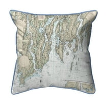 Betsy Drake SN13293BB BoothBay, ME Nautical Map Small Corded Indoor & Outdoor Pillow - 12 x 12 in.