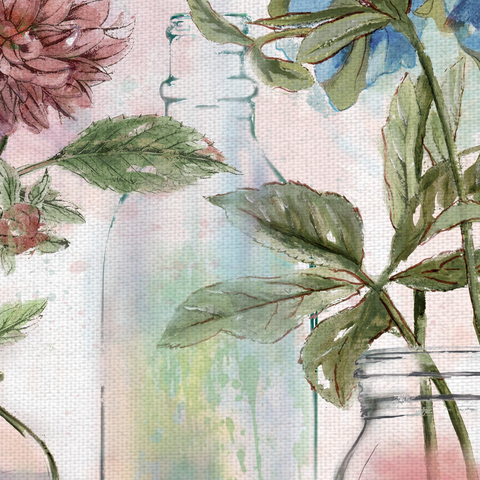 Masterpiece Art Gallery Vintage Bottle Collection Flowers By Sandy Doonan Canvas Art Print 22" x 28"