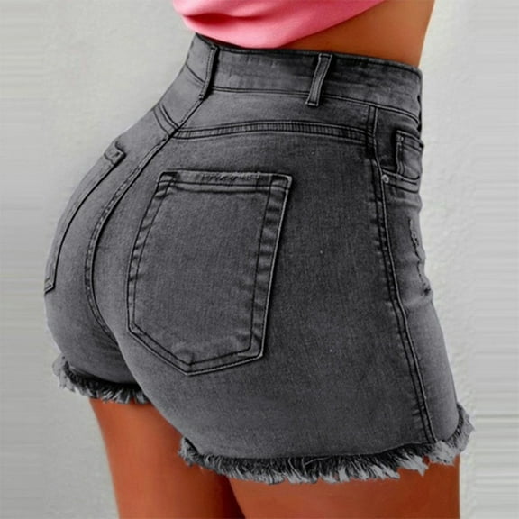 Viikei Womens Shorts Clearance Shorts for Women Plus Size Women's Shorts Pull on New Summer Short Jeans Denim Female Pockets Wash Denim Shorts