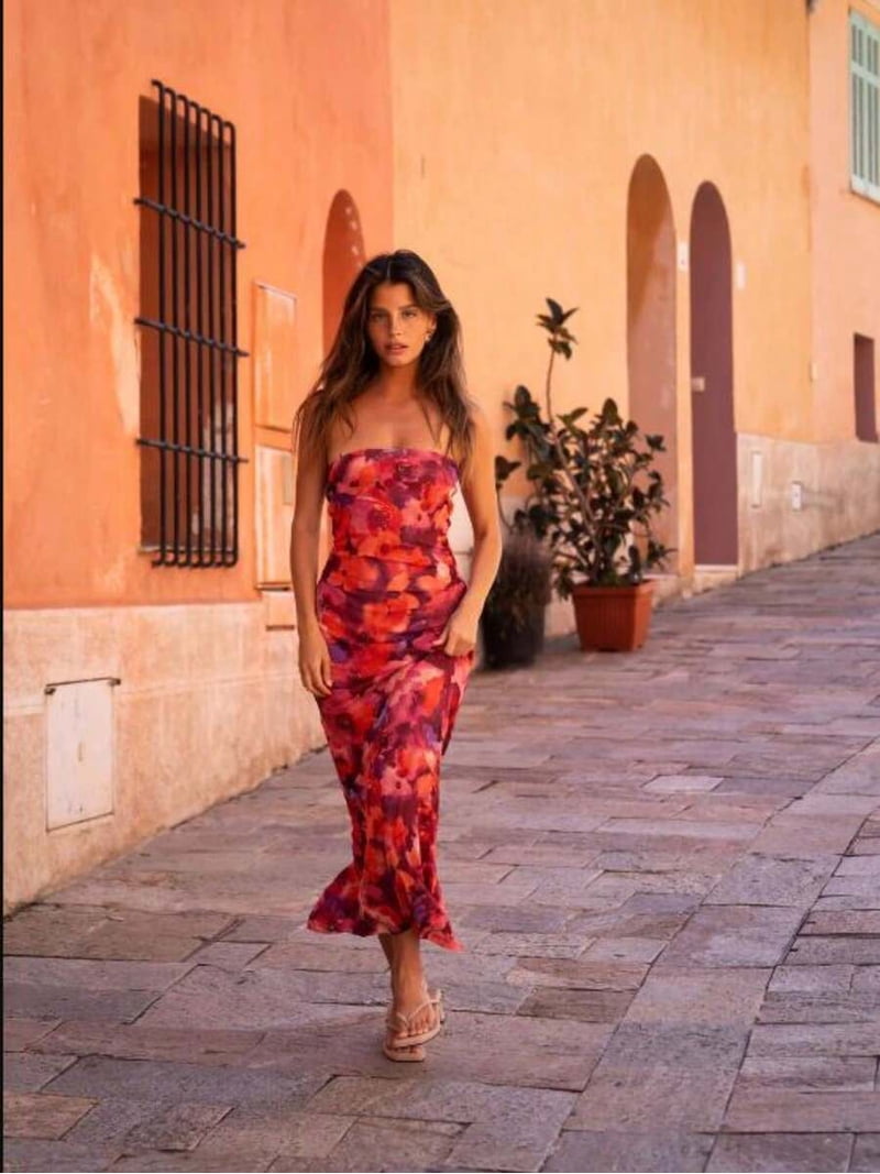 strapless fit and flare maxi dress Mare Mare Piper Strapless Fit & Flare Maxi Dress