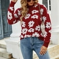thumbnail image 5 of Women's Long Sleeve Crewneck Knit Sweater Printed Casual Loose Fit Fall Winter Pullover Jumper Sweaters Tops, 5 of 9