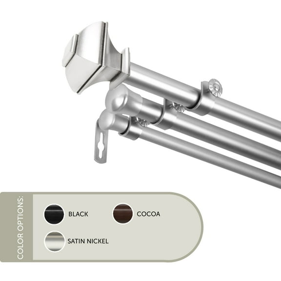 Contemporary Home Living 125" Silver Solid Contemporary Triple Curtain Rod