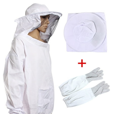 Protective Bee Keeping Jacket Veil Suit +1 Pair Beekeeping Long Sleeve Gloves (Best Ventilated Bee Jacket)