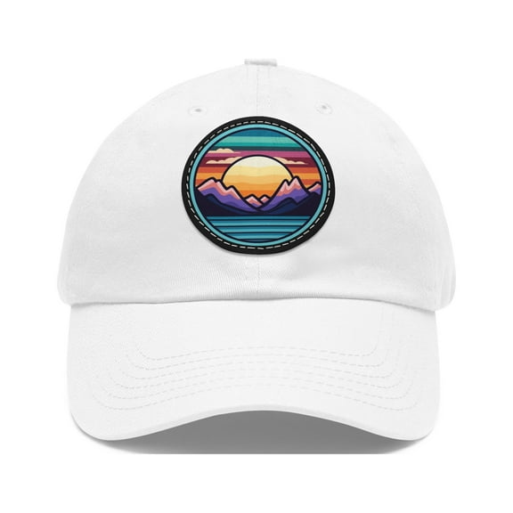 Mountain Logo Dad Hat Strap Back Circle Round Patch Adjustable