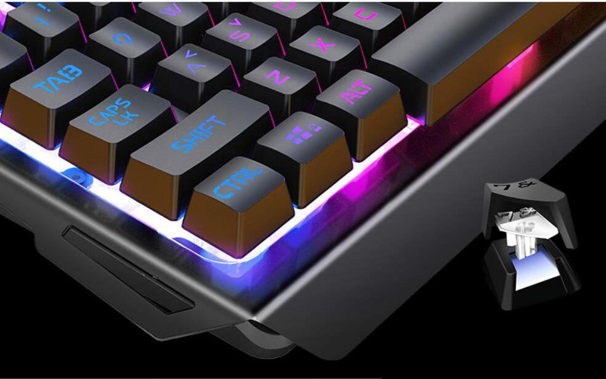 Wrist Rest 104 Keys Keyboard Mouse 3200 DPI for Windows & Mac PC Gamers,Mechanical Gaming Keyboard and Mouse Combo Switch 104 Keys Rainbow Backlit Keyboards, 3200 Dots for PC Gamer Computer Laptop