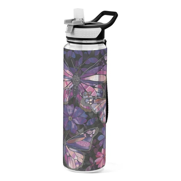 BZSMCE Sport Bottle Stained Glass Flutter Outdoor sports Water Bottle Size: 10.4x3in