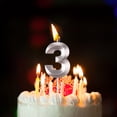 thumbnail image 2 of Bougies d'Anniversaire Allongées Grande Bougie Chiffre Multicolore Design 3D Décoration de Dessus de Gâteau pour Toute Célébration, 2 of 9