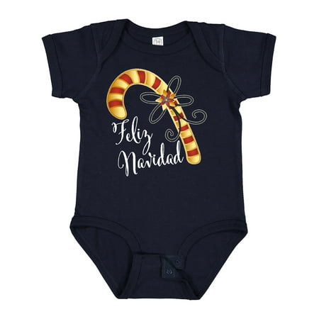 

Inktastic Feliz Navidad Red and Gold Candy Cane Gift Baby Boy or Baby Girl Bodysuit