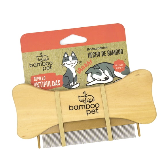 Cepillo de Limpieza Profunda para mascotas Bamboopet 100% bambú natural Biodegradable con cerdas de acero rígidas