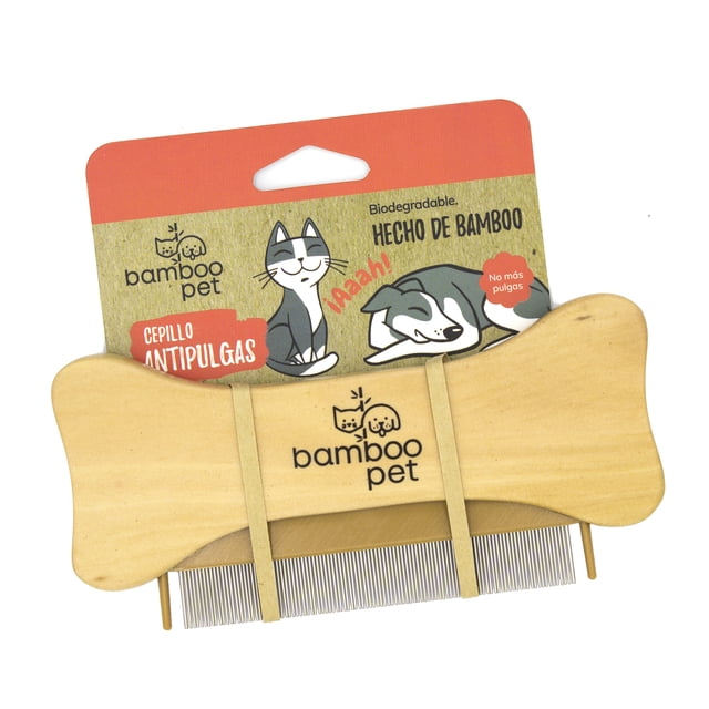 Cepillo de Limpieza Profunda para mascotas Bamboopet 100% bambú natural Biodegradable con cerdas de acero rígidas