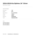 thumbnail image 3 of 2016-2018 Kia Optima 16" Silver OEM Factory Wheel Rim 52910D5100, 3 of 3