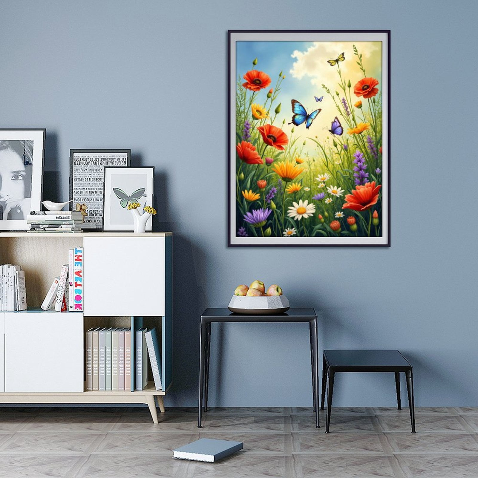 Diamond Art Kits for Adults - 5d Spring Meadow Butterflies Blooming Flowers Diamond Painting for Adults, Diamond Art for Adults Beginners, Diamond Painting Kits for Adults for Home Wall Decor