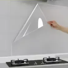 45cm x 100cm Transparent Kitchen Stove Wall Sticker, Waterproof Oil-Proof Anti-Fouling Static Wallpaper, High Temperature Resistant Protective Decal