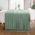 thumbnail image 6 of Battilo Sage Green Throw Blanket, Soft Cozy Chenille Blankets,Knit Throws for Spring Decor,50"x60", 6 of 8