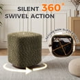 thumbnail image 3 of Leumius 360° Swivel Vanity Stool, Upholstered Makeup Chair, Modern Accent Ottoman for Bedroom, Living Room Olive Green, 3 of 4