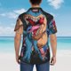 thumbnail image 4 of Balery Blue Dinosaur Camisas hawaianas de manga corta para hombre, camisas playeras de corte holgado, camisas de vacaciones con botones,XX-Large, 4 of 7