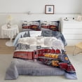 thumbnail image 2 of Erosebridal Red Retro Train Bedding Twin Comforter Set, White Snow Down Comforter, Reversible 2pcs, 2 of 6