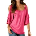 thumbnail image 1 of Blusas de manga corta con estampado de verano para mujer con tirantes y hombros descubiertos OAVQHLG3B Store  lin121212, 1 of 4