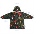 thumbnail image 7 of Red Mushroom Gnome Dark Green Pattern Blanket Hoodies for Kids 6-13YR Oversize Wearable Blanket Hoodies for Boys Girls Teens, 7 of 7