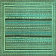 thumbnail image 1 of Ahgly Company Machine Washable Indoor Square Abstract Turquoise Blue Contemporary Area Rugs, 5' Square, 1 of 1