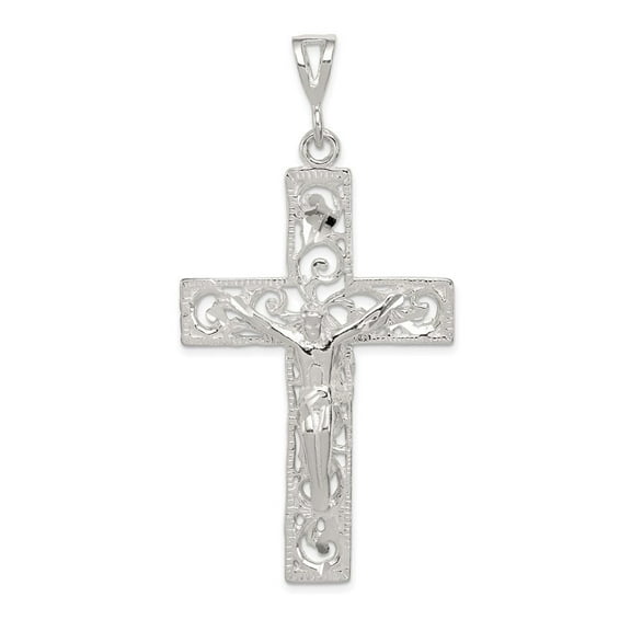 Auriga Fine Jewelry 925 Sterling Silver Crucifix Cross Pendant for Women (L - 65mm, W - 33mm)