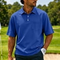 thumbnail image 3 of Men's Short Sleeve Polo Shirt with Chest Pocket, Relaxed Fit Breathable Business Casual Golf Tee for Men Blue S, 3 of 10