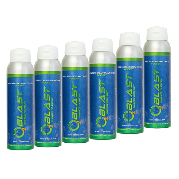 O2 Blast“ Pure Oxygen for Energy, Recovery & Performance - 4-Liter Can with Sanitary Flip Top Cap, Pack of 6