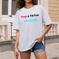 thumbnail image 1 of iTNHFP Hauts pour Femmes Mode Décontractée Art Lettre Slogan Personnalité Imprimé Col Rond Manches Courtes T-Shirt, 1 of 4