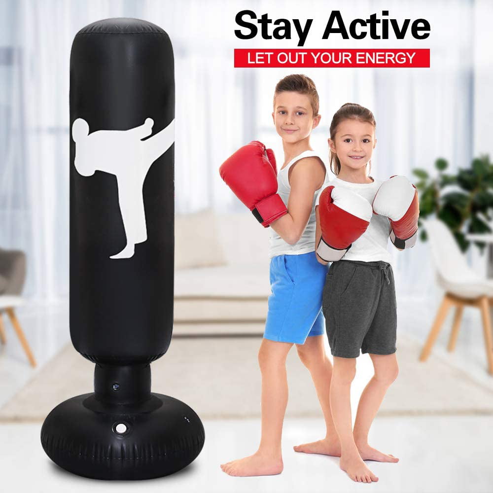 Inflatable Punching Bag for Kids 63Inch Freestanding Punching Bag with Stand for Adults/Kids Standing Boxing Bag TUOWEI Kids Punching Bag Red