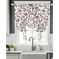thumbnail image 5 of Boho Leaf Tie Up Curtains for Window, Thermal Insulated Balloon Shade Adjustable Rod Pocket Curtains Valance Panels for Kitchen Bathroom Cafe 42 x 45 Orange Red Spring Farmhouse Pastoral Tribal, 5 of 6