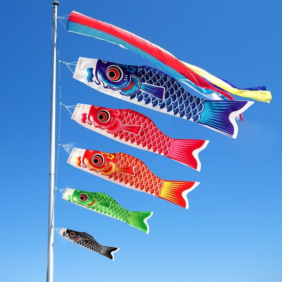 ZZkhGo Carp Streamer Windsock Japanese Koinobori Fish Flag Outdoor Garden Decoration Nylon 1 Pack Colorful Hanging Flag