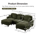 thumbnail image 2 of Mid Century Chenille Sectional Sofa, U Shape 3 Seat Couch with Flared Arms, Removable Ruffles Pleats Skirts, Deep Seat Sofa for Living Room, Green, 2 of 7