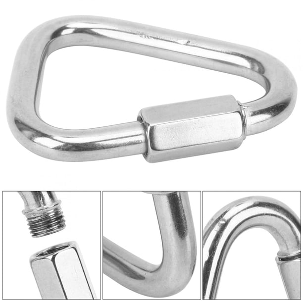 Lot 2 Mousquetons Triangulaires Inox 304 – Verrouillage Fileté, Pour Camping, Rando, Pêche, Sac à Dos