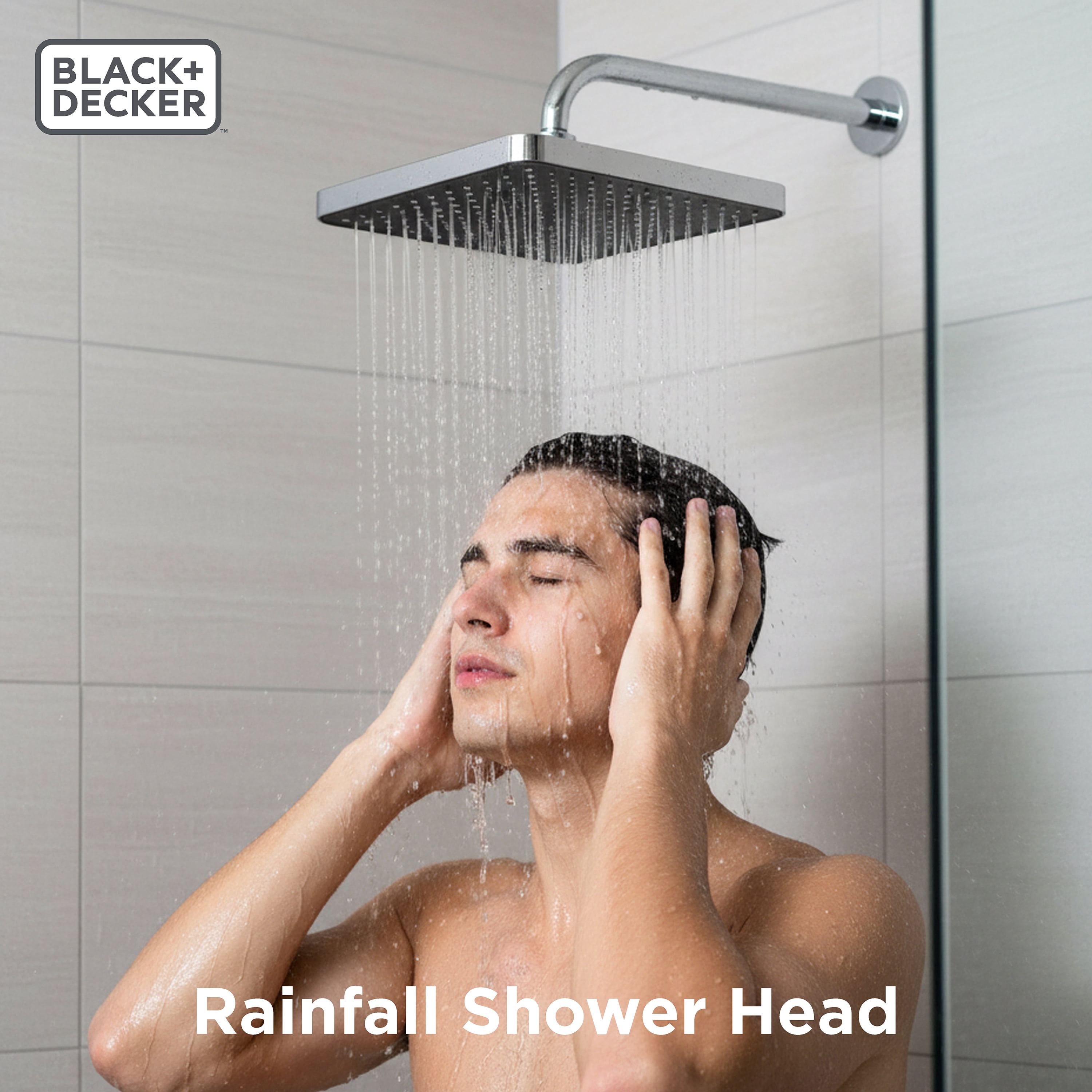 BLACK+DECKER Oversized Rainfall Shower Head, Chrome