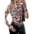 thumbnail image 4 of PRETTYGARDEN Womens Long Sleeve Going Out Tops Fall Mesh Floral Blouses Slim Fitted Shirts Date Night Outfits, 4 of 10